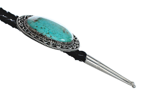 Genuine Navajo Native American Sterling Silver Turquoise Bolo Tie XS10032